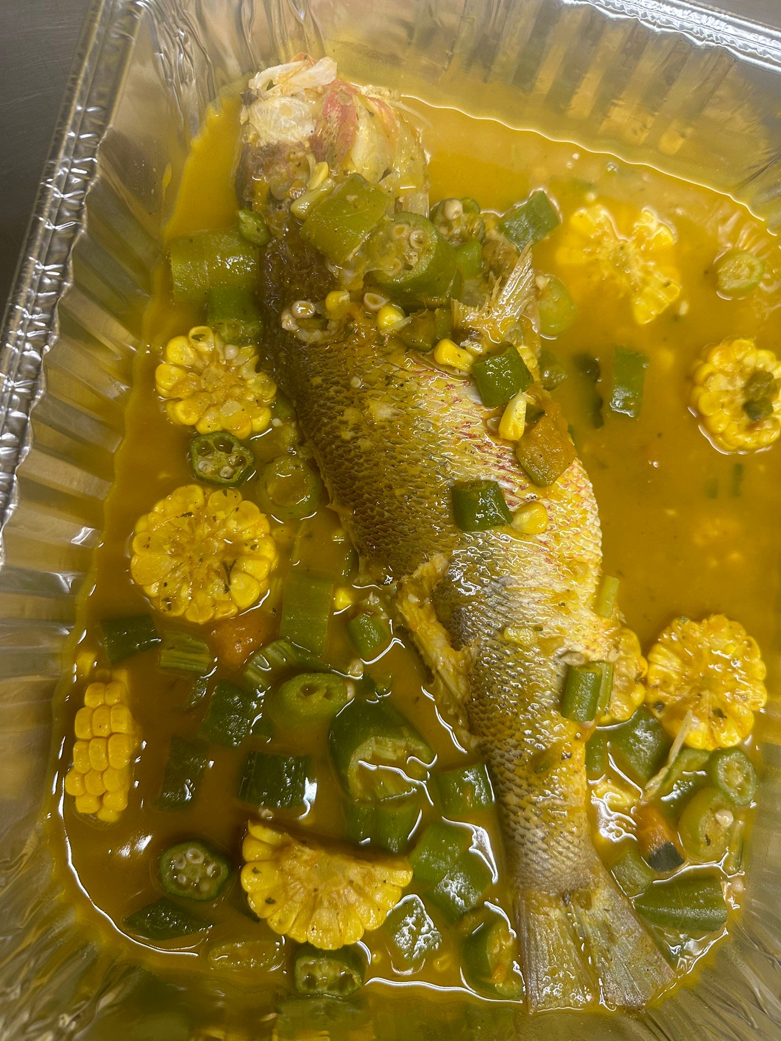 Curry Snapper w/ Okra and Corn
